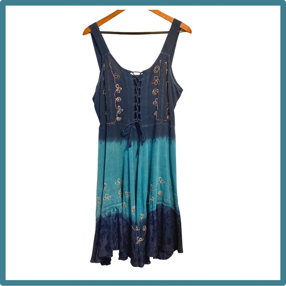 Beautiful Bohemian Fit & Flare Corset Embroidered Dress made in India